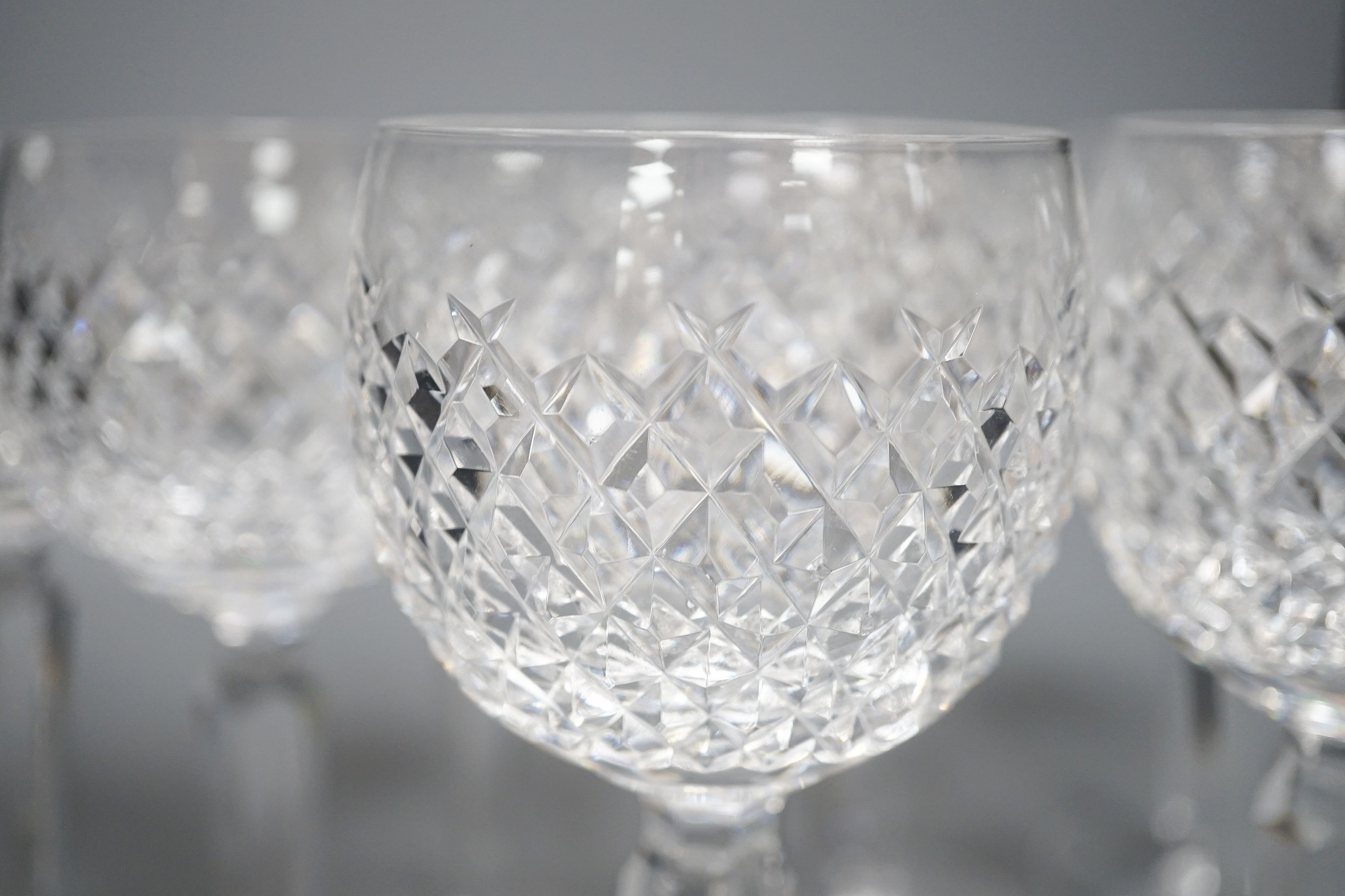 A set of nine Waterford crystal hock glasses, 19cm high
